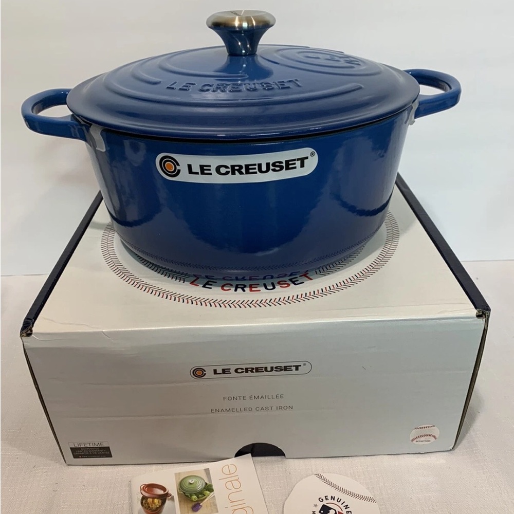 Le Creuset MLB Chicago Cubs Marseille Blue 28cm 7.25 Qt Cast Iron Oven Sealed